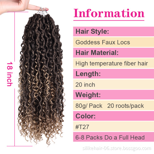 Silike Goddess Locs Crochet Hair 24/stands synthetic Curly Braiding Faux Locs braid 24inch Bohemian Hair Soft braids